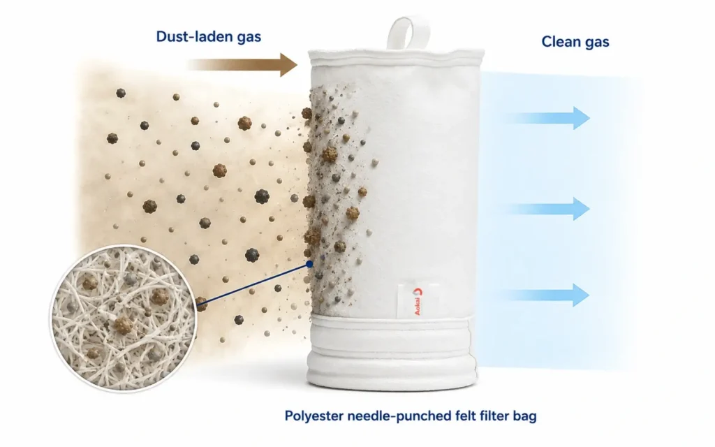 Needle Felt Filter Bags 1 Filtration Principle of Polyester Needle Felt Filter Bags