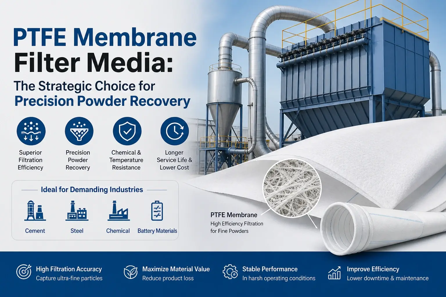 PTFE membrane filter media