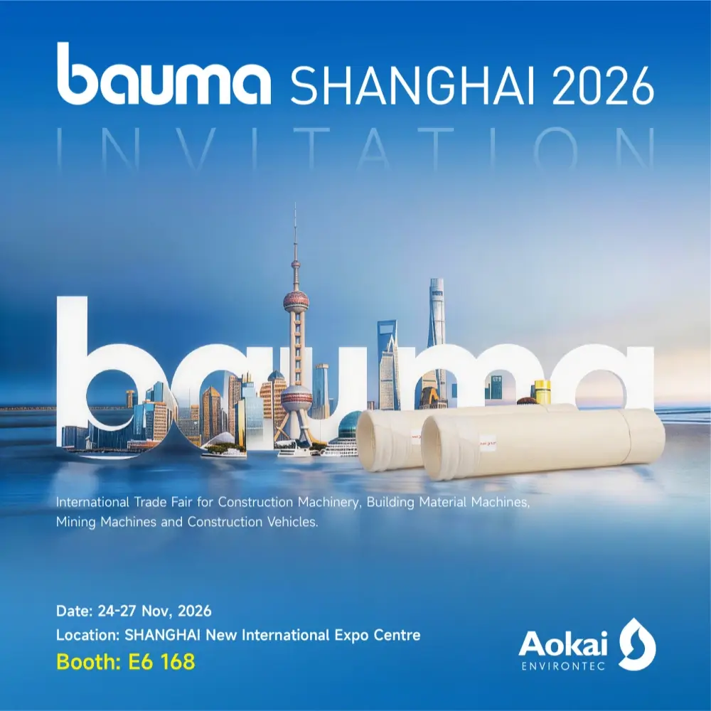 Aokai Environtec Will Exhibit Dust Filter Bags at bauma Shanghai 2026 1 Aokai Environtec bauma Shanghai 2026 invitation booth E6 168 dust filter bags